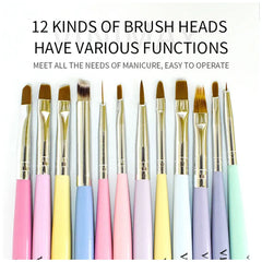 VINIMAY® Professional 12IN1 Nail Art Brush Set for DIY Home and Nail Salon