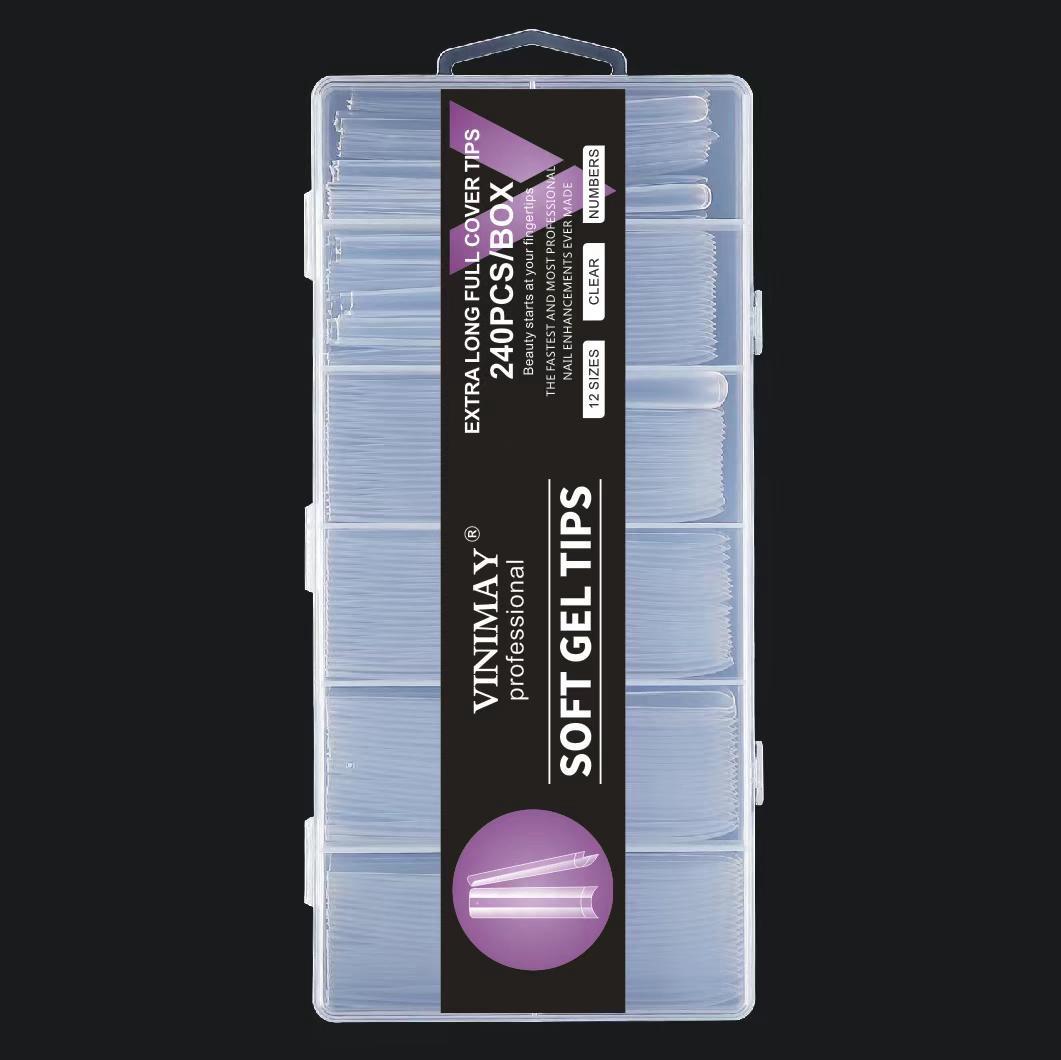 VINIMAY - Professional Extra Long Full Cover Soft Gel Tips  - 240Tips