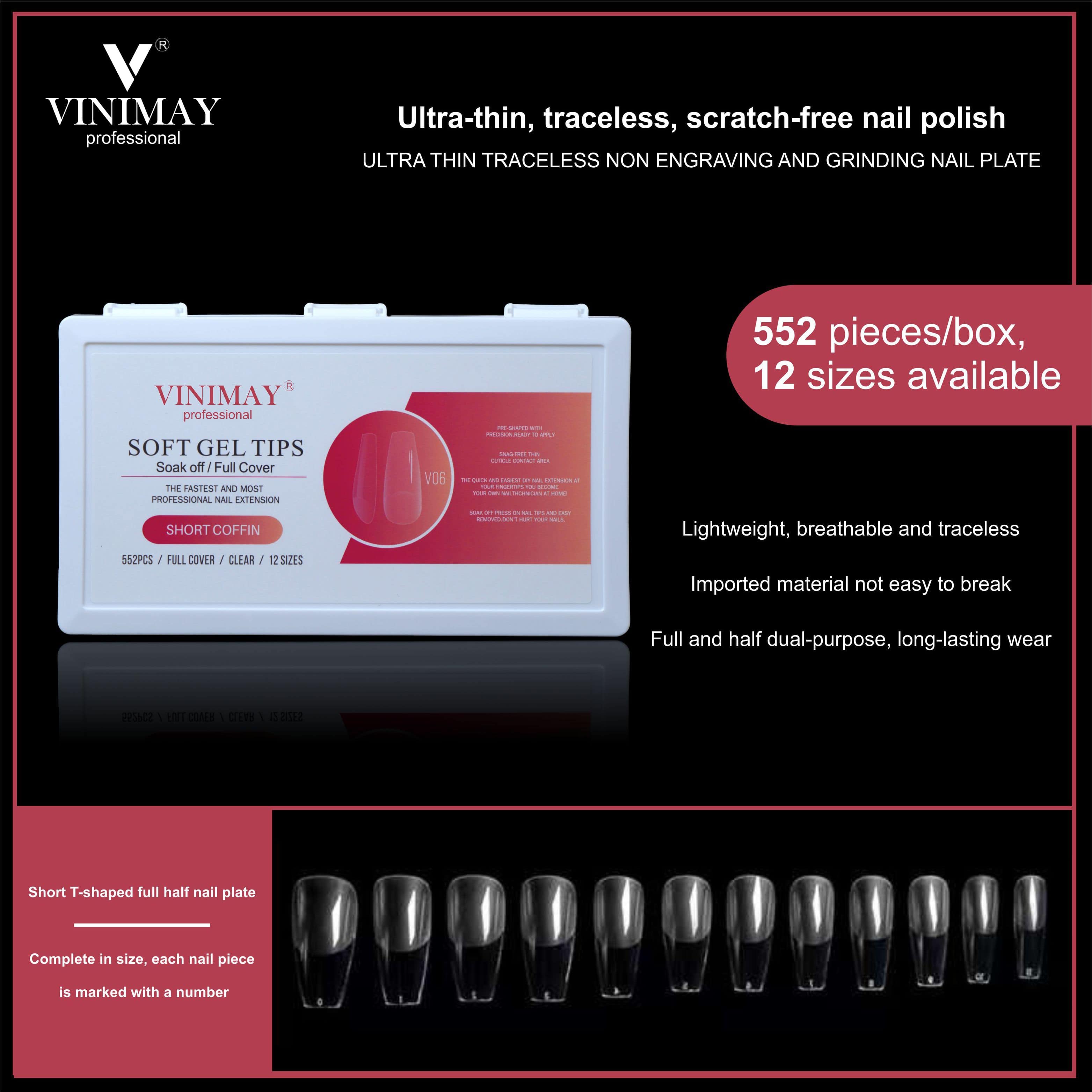 VINIMAY Professional Soft Gel Tips Clear - 552Tips