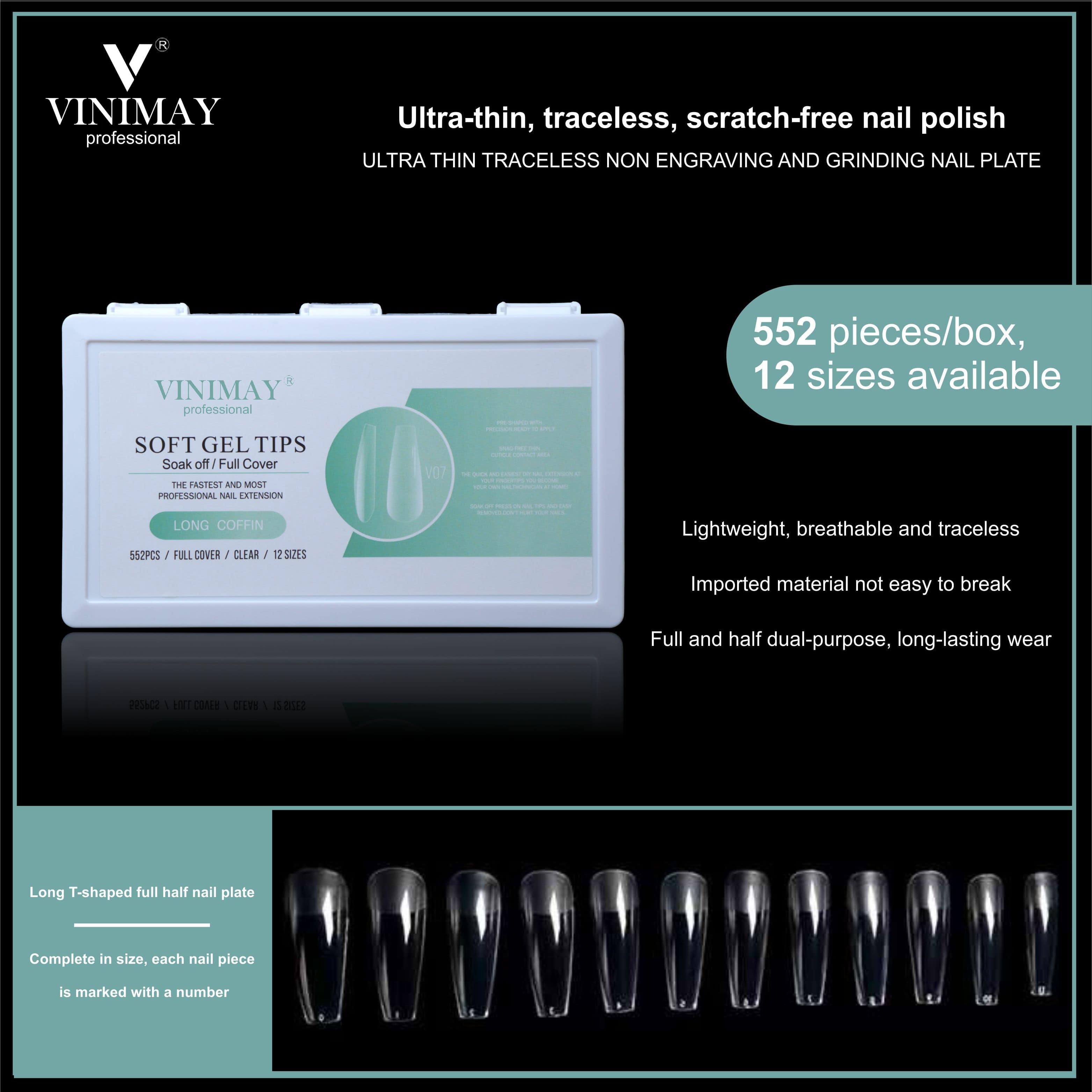 VINIMAY Professional Soft Gel Tips Clear - 552Tips